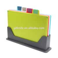 New Design Colored 4 pcs Plastic non-slip food icons index Chopping Cutting Board With stand