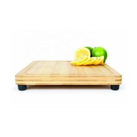 Bamboo Cutting Board with Juice Groove and Padded Feet Natural Kitchen Chopping Blocks